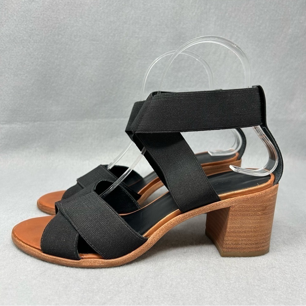 Bernardo Sandals Women's 7M Black Brown Elastic Straps Block Heel